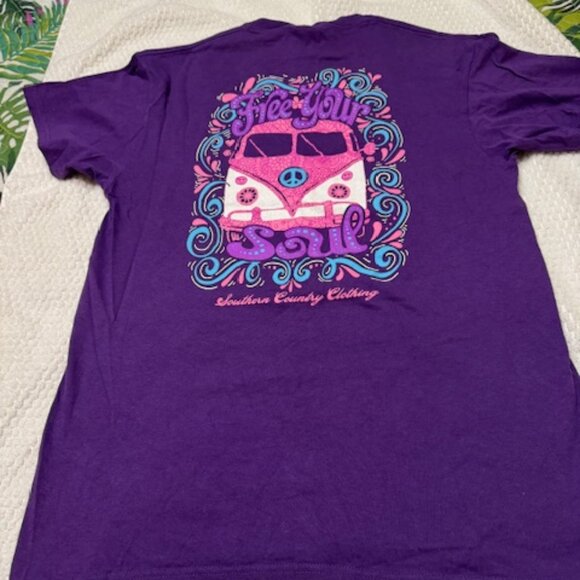 Southern Country Free Your Soul Graphic Tee Purple Sz M - Picture 4 of 4